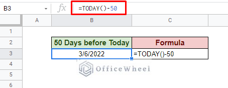 subtracting 50 days from today's date